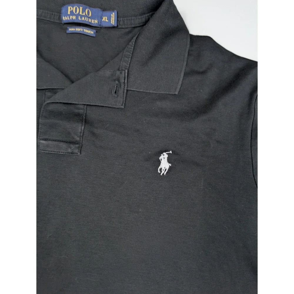 Polo Ralph Lauren‎ Pima Soft Touch Black 1/4 Button S/Sleeve Polo Men's Size XL